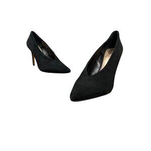 Vince Camuto Black Suede Stiletto Heels Size 7.5M Womens Pointed Toe Classic Pum